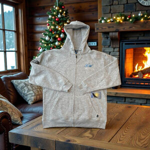 Oilfield Bulldog Hoodie, Men’s Large Gray Full Zip Pockets K.W. Crushing NWT
